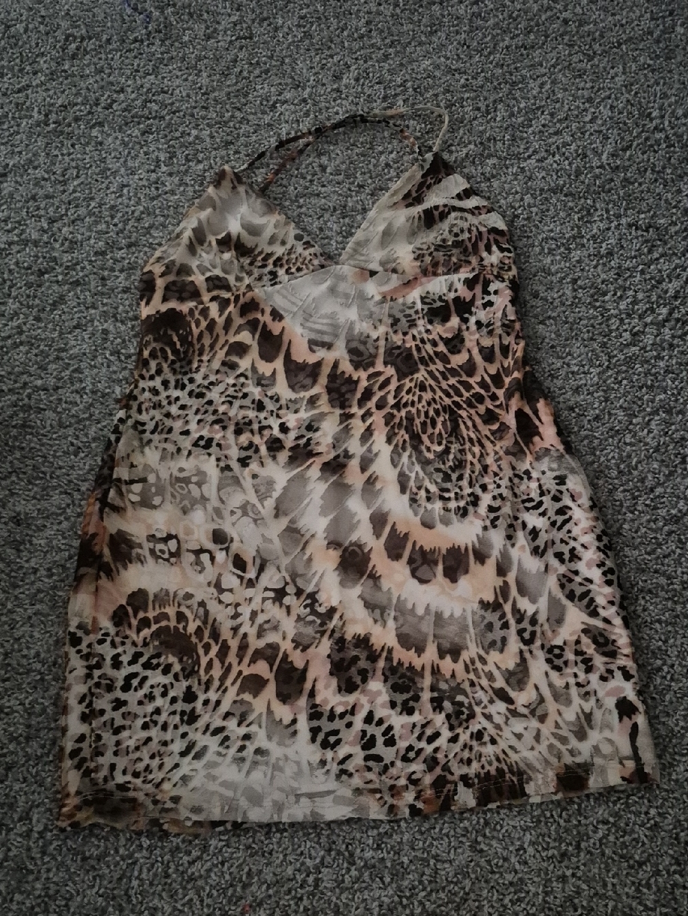 Women's Halter Animal Print Camisole Top - Beige & Brown